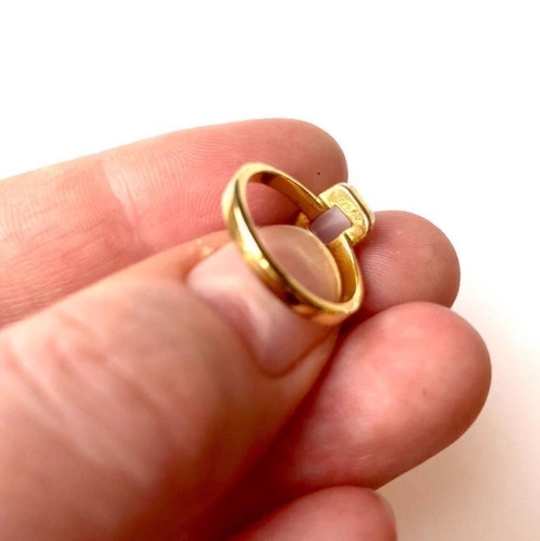 Anelli: Ring rosa Chalcedon eckig 925 Silber Baguette classy gold 52 – Nuovo (secondo la descrizione) da Zürich venduto da goldfisch.schmuck 1