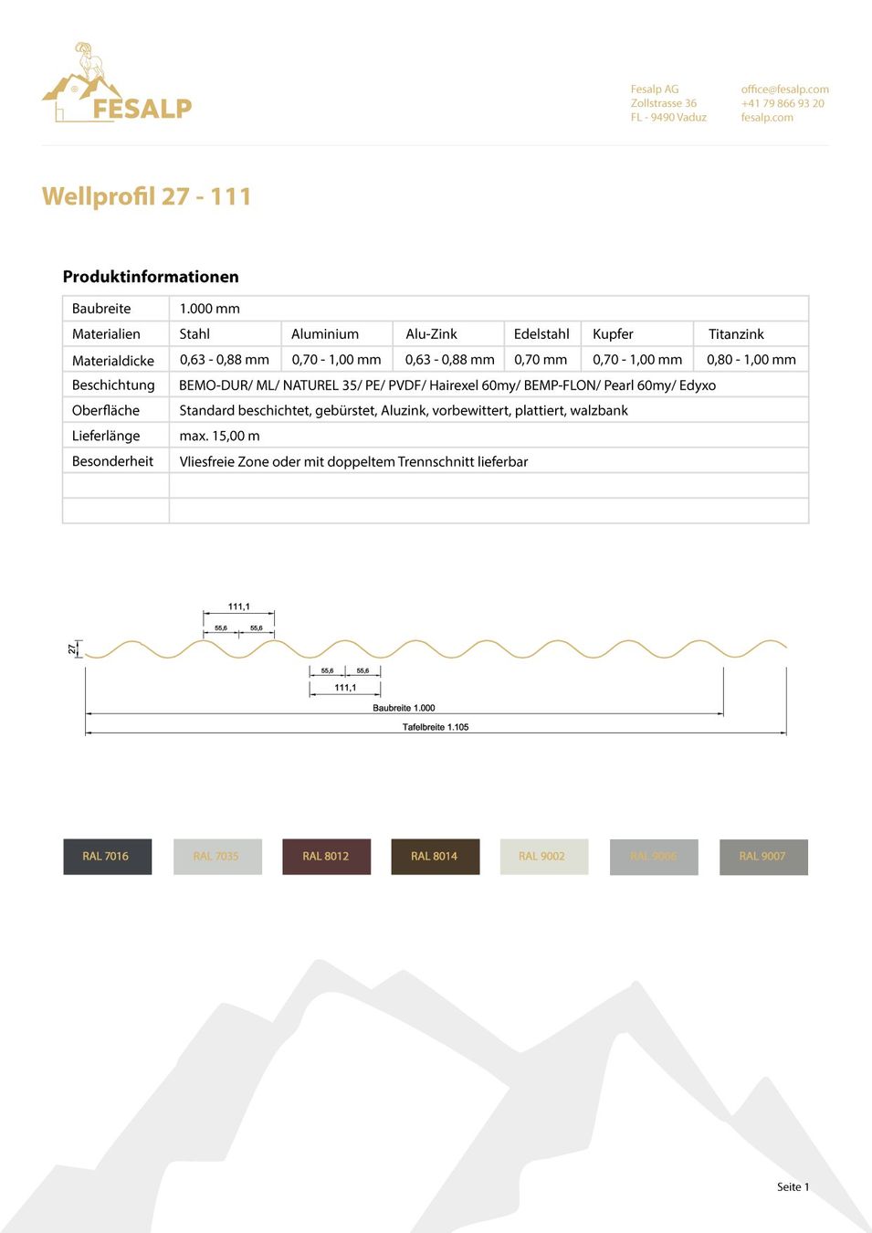 Pareti & Soffitti: Wellprofil/Trapezblech/ Holzabdeckung/ Scheunendach – Nuovo e nell'imballaggio originale da Vaduz venduto da FESALP 2