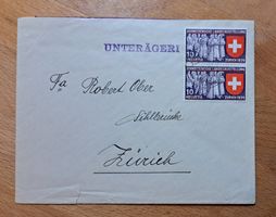Klarer Bahnstempel Unterägeri, 1939