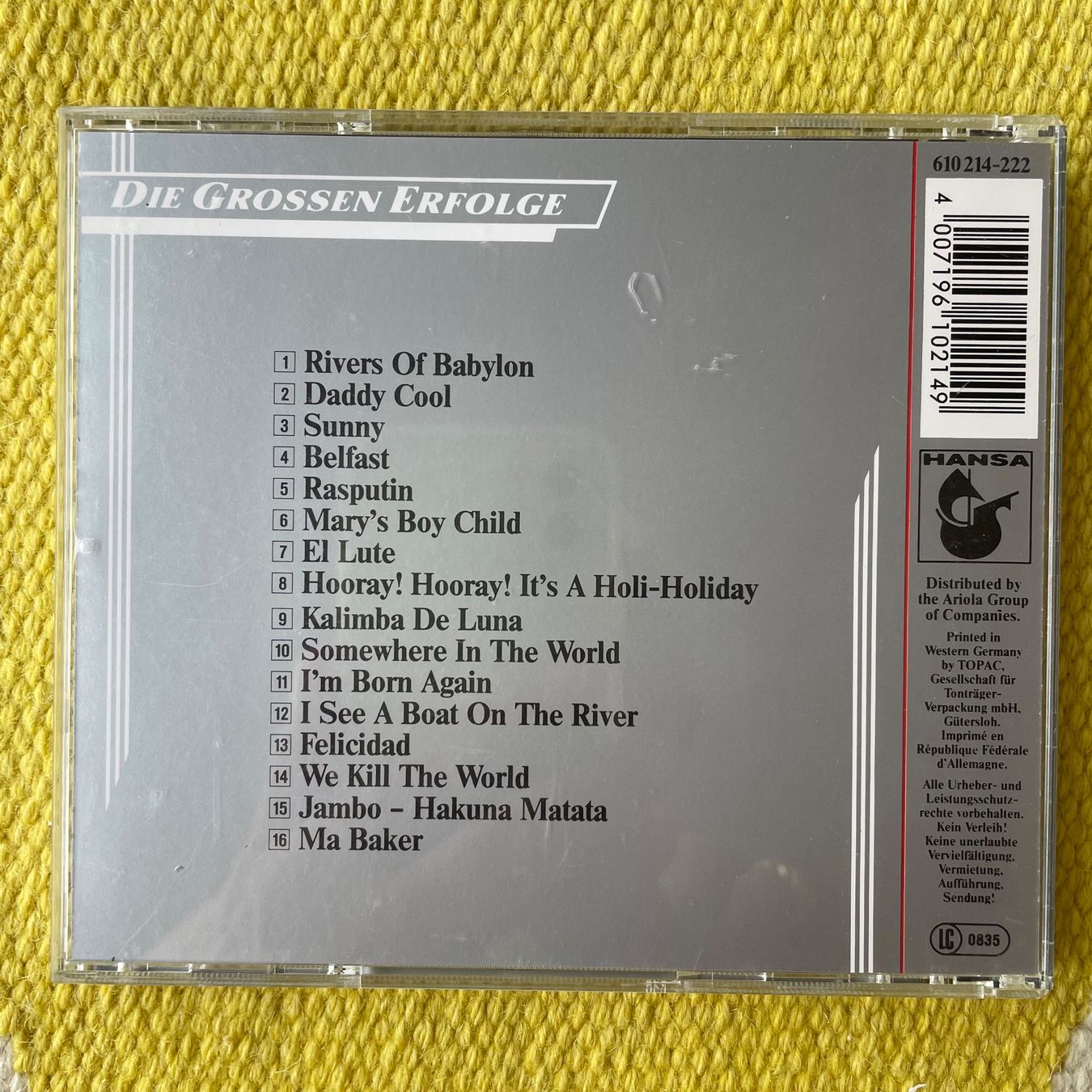 CD: BONEY M.-DIE GROSSEN ERFOLGE – Usato da Rorschacherberg venduto da CD-Roli 1