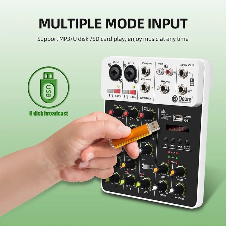 Console di mixaggio: PC-Aufnahme-Mischpult 4 Kanäle Bluetooth Audio-Interface – Nuovo e nell'imballaggio originale da Genève venduto da Top-Trend 3