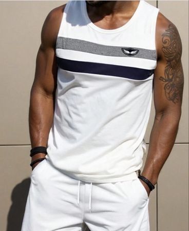 Tanktop Gr. M/L - Weiss mit Streifen