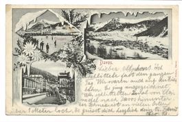 Davos-Platz (GR) 3 Winter-Bilder - Eissport - Zentrum - 1898