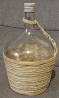 Dame-jeanne vintage en verre décor rustique tressé