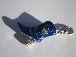 3D Charm Anhänger Stifelette, Stiefel, silber/blau
