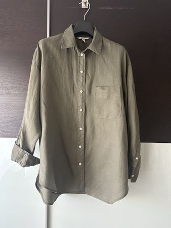 Damen Hemd H&M Leinen olivgrün Grösse M guter Zustand