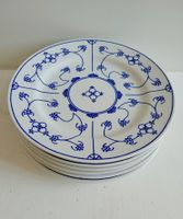 6 x Sandra Rich Porzellan Teller 23 cm Weiss Blau