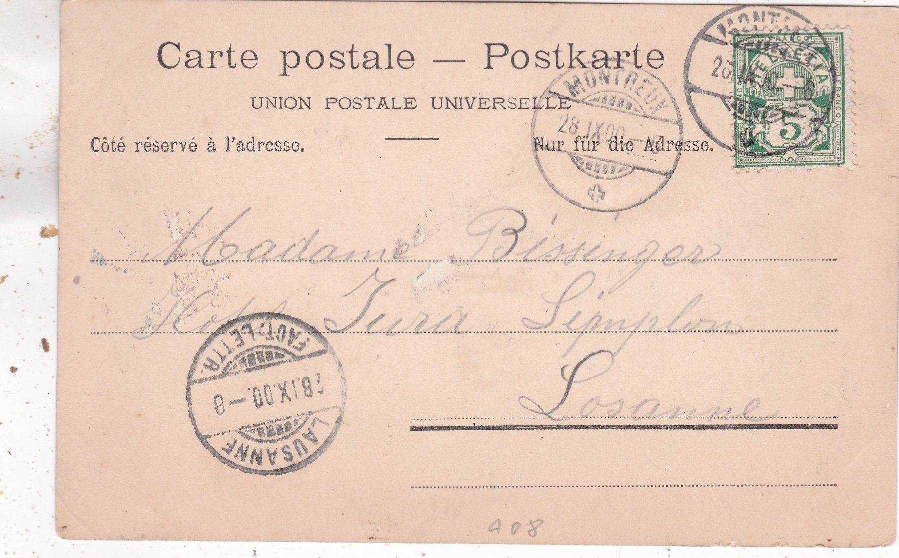 Cartoline postali: Paysage alpestre 1900 – Usato da Herisau venduto da Lisegrat2008 1