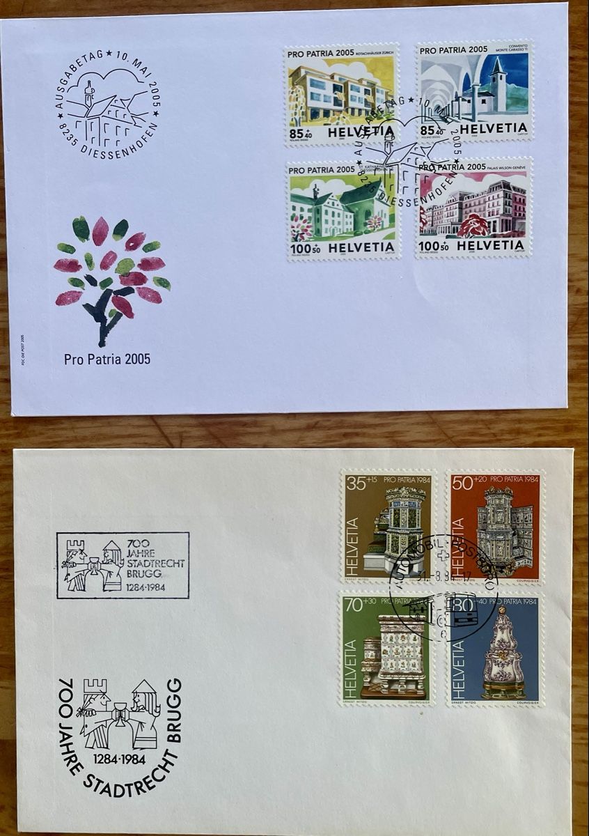 Tutti i francobolli: Schweiz Pro Patria 1984 & FDC 2005 Ersttagsbrief – Usato da Rorschach venduto da Ziltenera