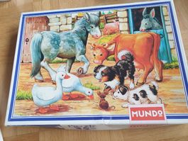 MUNDO Puzzle 35 Teile Bauernhoftiere Kinderpuzzle Vintage