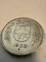5x Schweiz 5 Franken Silber 1933 B – Original – 5 Münzen – 8