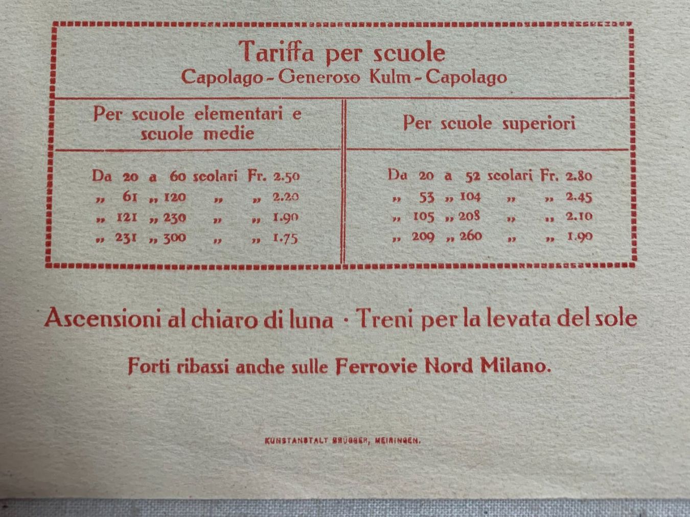 Cartes postales: Ticino - Monte Generoso - Listino prezzi. – D'occasion à Sorengo par 74in 4