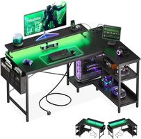 Gaming Tisch L Form LED Steckdose Eckschreibtisch 120cm