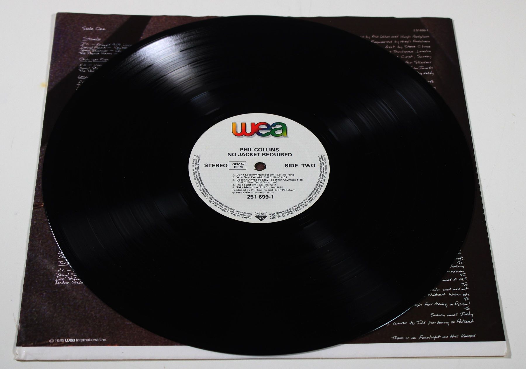 Dischi in vinile: Vinyl LP PHIL COLLINS - NO JACKET REQUIRED 1985 – Usato da Brüttisellen venduto da Collector-Corner 4