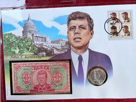 U.S.A.- J.F. KENNEDY Münzbrief 22.11.93- Silber Half $ 1968