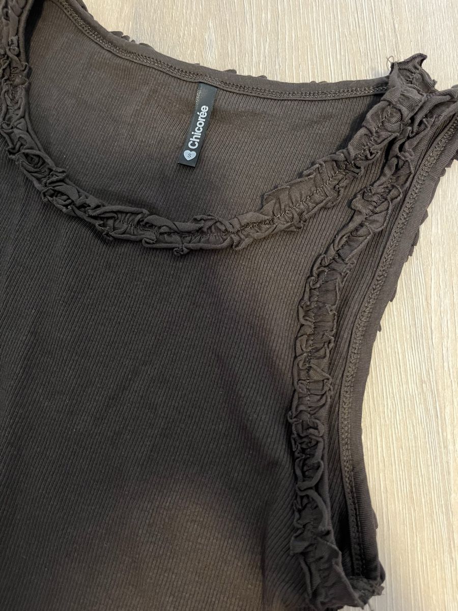 Tops: Top mit Rüschen dunkelbraun S neu – Neu (gemäss Beschreibung) aus Birrwil von vanyboo 1