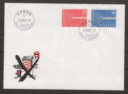1957 : Europamarken Nr. 332/333 auf FDC Berne