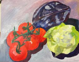 Stillleben Malerei - Original Kunstwerk mit Gemüse Motiv