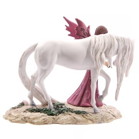 Statuette: Märchenfee füttert weisses Einhorn – Nuovo e nell'imballaggio originale da Menzingen venduto da fairy123 2