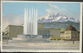 LUZERN Wagenbachbrunnen mit Kunsthaus und Pilatus