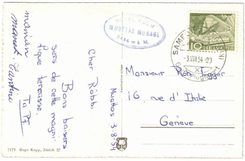 Cartoline postali: St. Moritz - Standseilbahn Muottas Muragl Bergstation – Usato da Binningen venduto da Mountainrider 1