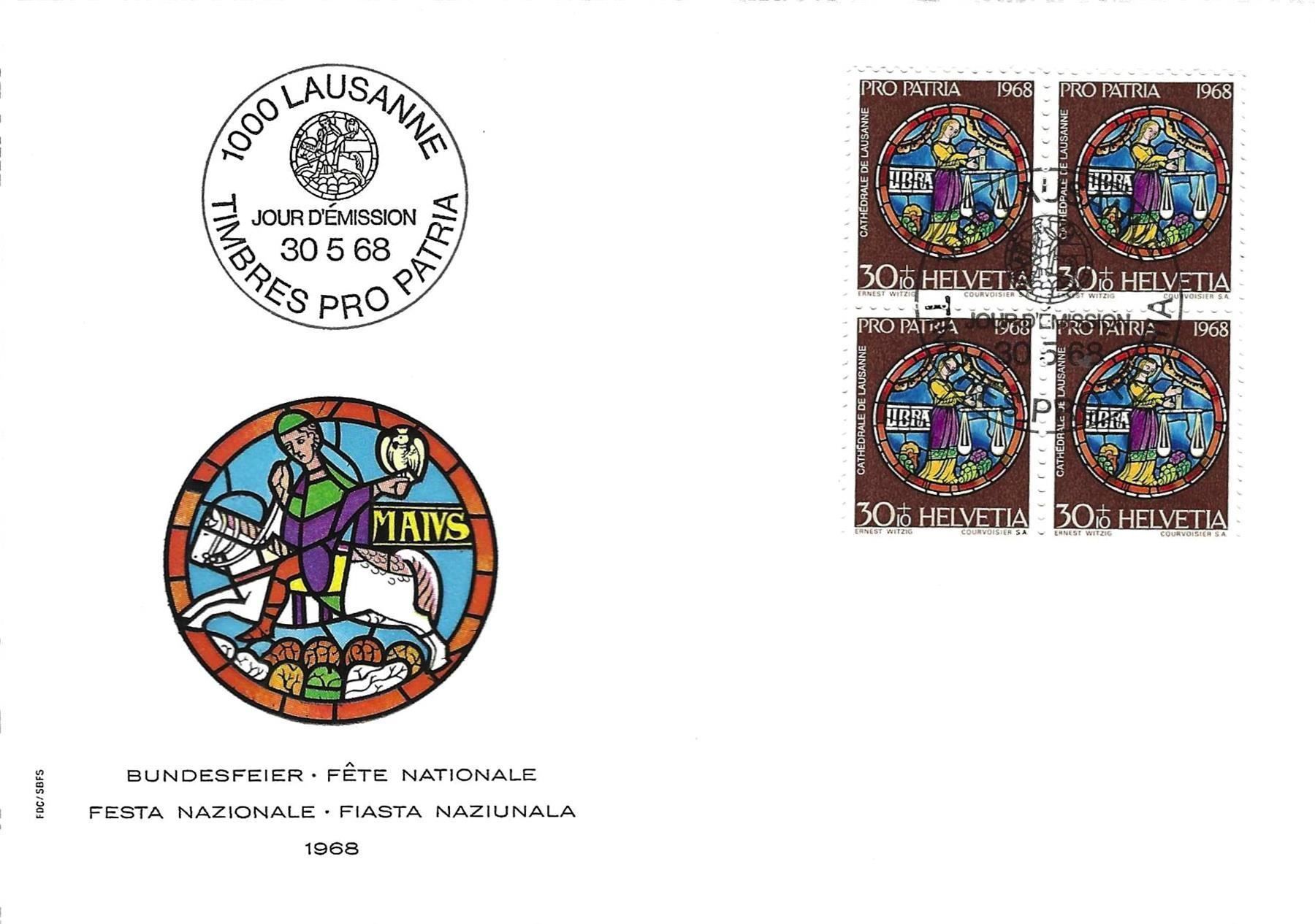 Tutti i francobolli: FDC Pro Patria  Viererblock 1968 – Usato da Koblenz venduto da Markenhimmel