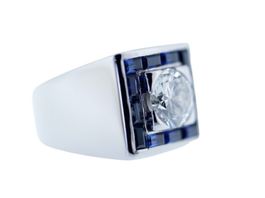 2.2Kt Diamond Important Ring 18 k White Gold & Sapphires