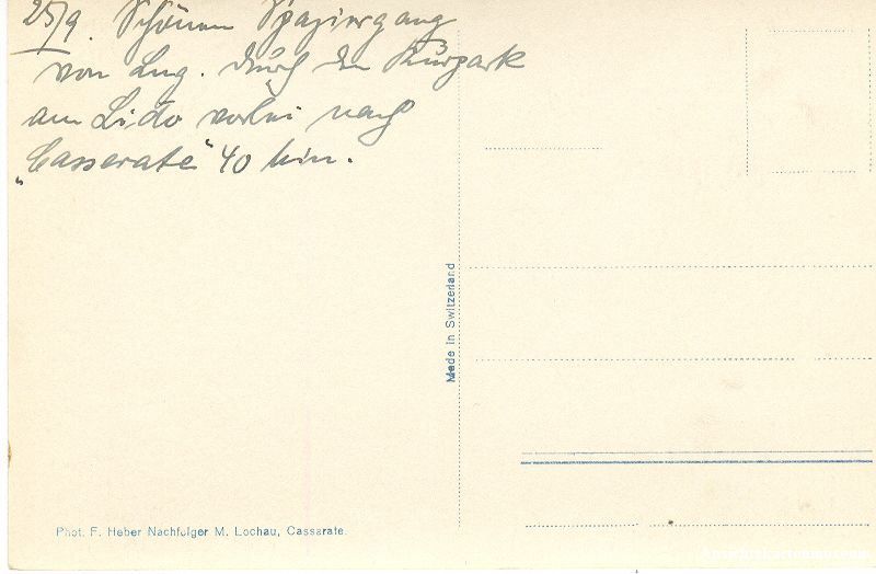Cartoline postali: Cassarate Ticino + ca. 1930 – Usato da Emmenbrücke venduto da teestube 1
