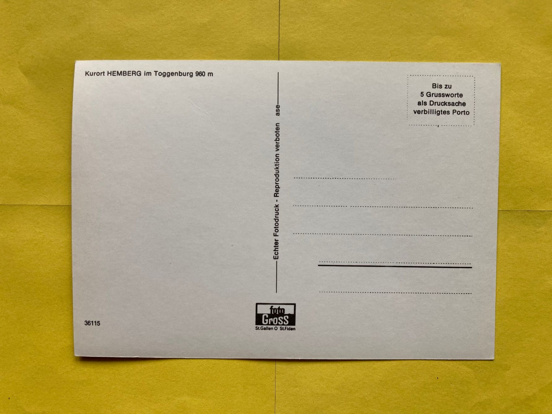 Cartes postales: AK   Hemberg  im Toggenburg – Neuf (Voir description) à Grabs par paggi01 1