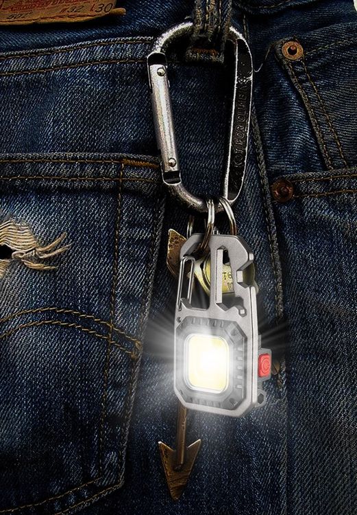 Jojofuny Mini Taschenlampen 4 Stück - COB LED Schlüsselanhänger Bunt