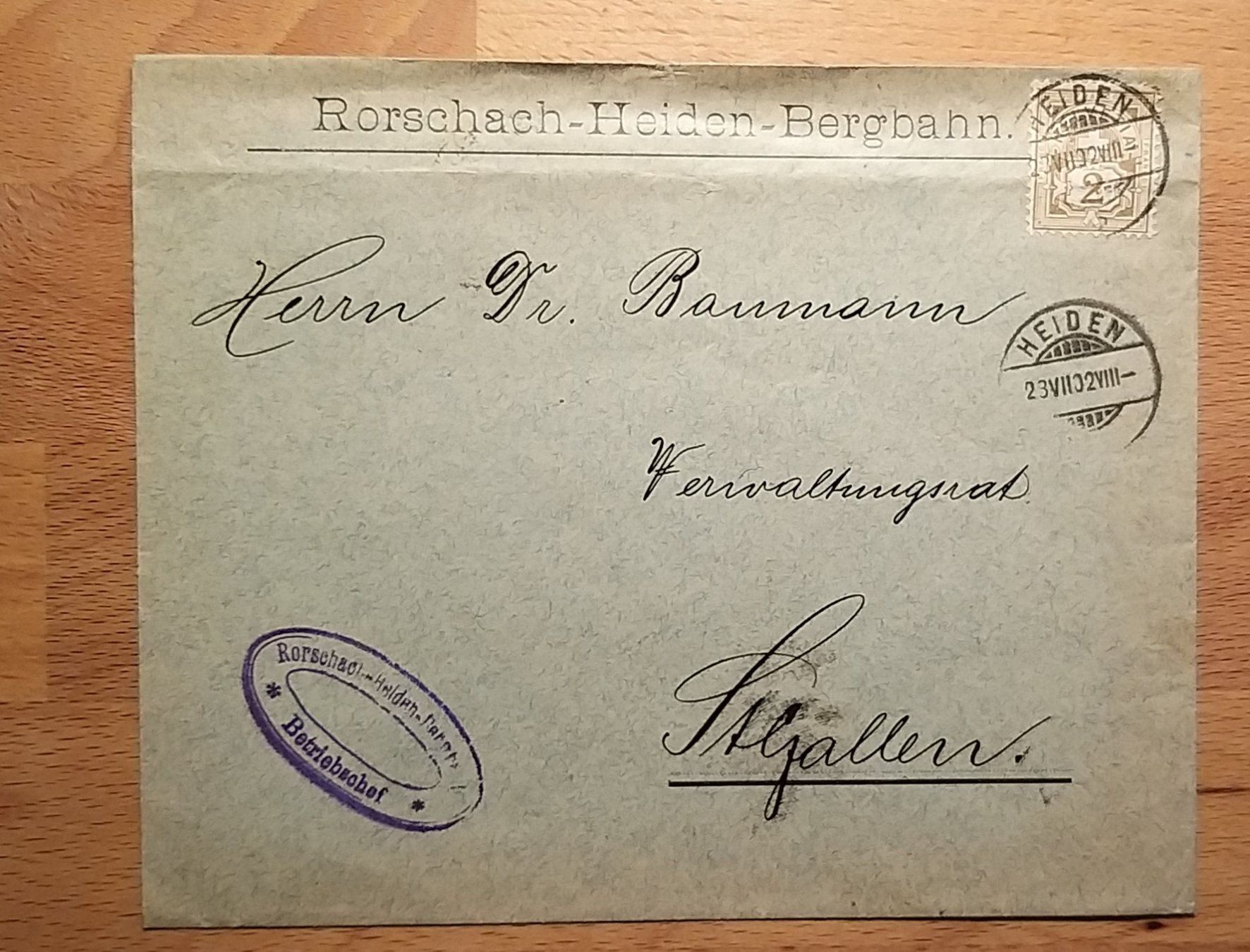 Tutti i francobolli: Brief Rorschach - Heiden Bergbahn 1902 – Usato da Unterägeri venduto da PhilatelieStudiger