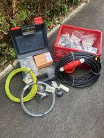 Lot matériel électrique, burins, rangement et divers
