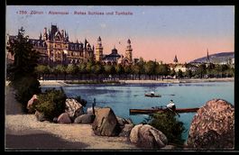 Zürich, Alpenquai, Rotes Schloss und To