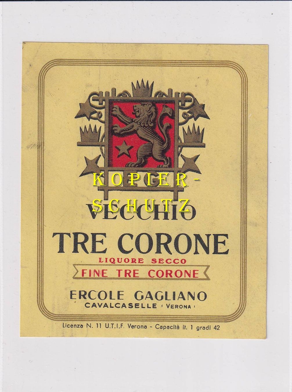 Papiere: Etikette - Vechio Tre Corone /bd – Gebraucht aus Hombrechtikon von Rudolf07
