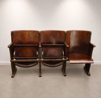 3 Kinositze / Kinositzbank Holz vintage sehr schön – Hinguck