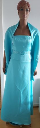 Festliches Kleid 2 Teile mit Schultertuch, Blau Gr. 6 / S