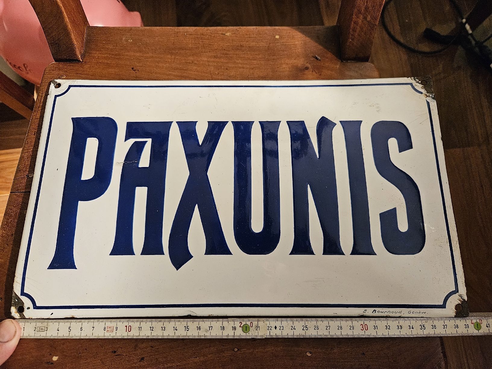 Insegne: RARE emailschild paxunis – Usato da Cevio venduto da BiadiciN 6