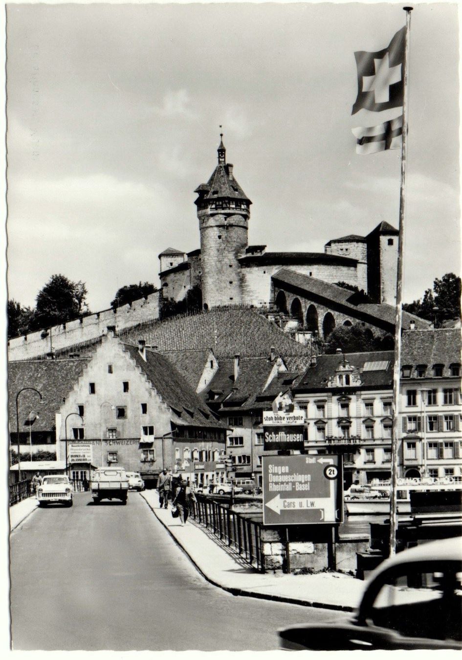 Cartoline postali: SCHAFFHAUSEN mit Lastwagen und Auto – Nuovo (secondo la descrizione) da Jona venduto da philajona