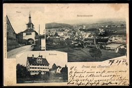 AK Hauptwil, Schloss, Straßenpartie am Türmchen, Ortsansicht