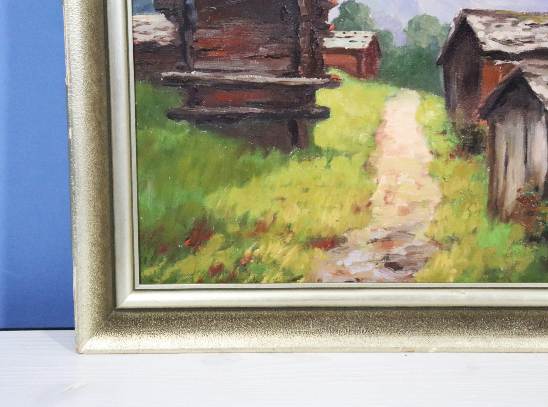 Dipinti: Landschaft mit Walliser Spycher, Gemälde mit Monogramm M R – Usato da Zug venduto da Kunst-Fundgrube 8