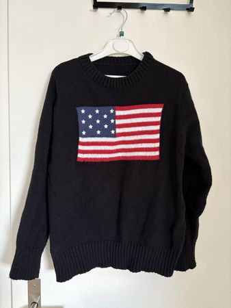 Pull chaud noir avec drapeau américain - Taille M 🇺🇸