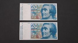 Schweiz 20 Franken 1990 nr. a nr. Bankfrisch