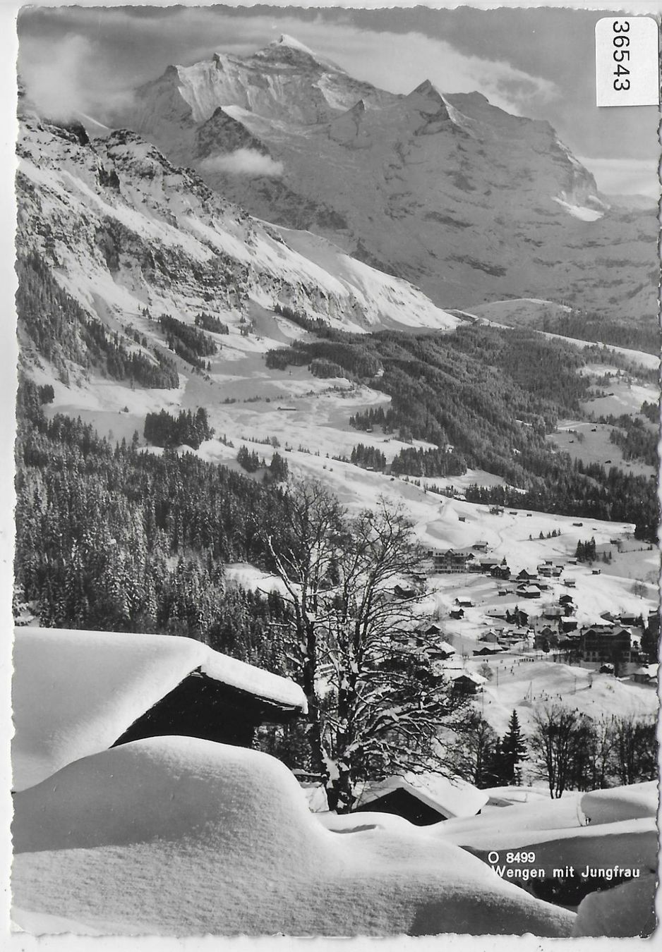 Cartoline postali: Wengen mit Jungfrau im Winter – Usato da Ettingen venduto da Kartenplanet