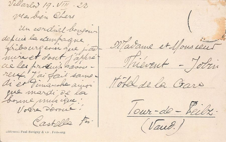 Cartoline postali: Villarlod, vue générale, circulée 1922 – Usato da Frauenfeld venduto da POML 1
