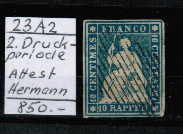 Tous les timbres: Strubel - Nr.23A2 - Attest Hermann – D'occasion à Bern par peri02