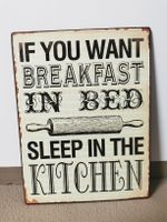 Dekoschild "Breakfast in Bed" Metall neu