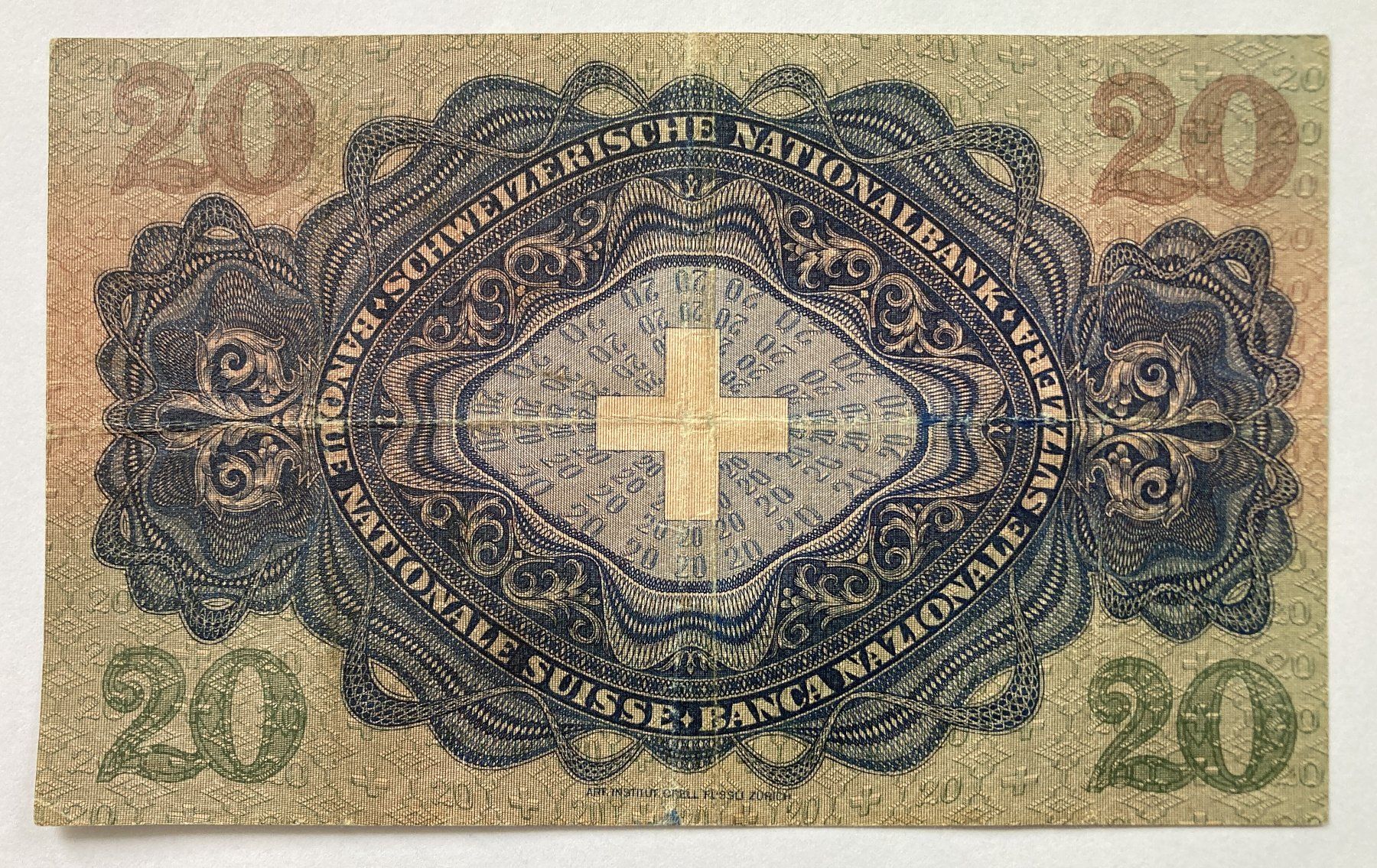 Banknoten: schöne 20 Franken-Note 1935 – Gebraucht aus Rothenhausen von peach910 1