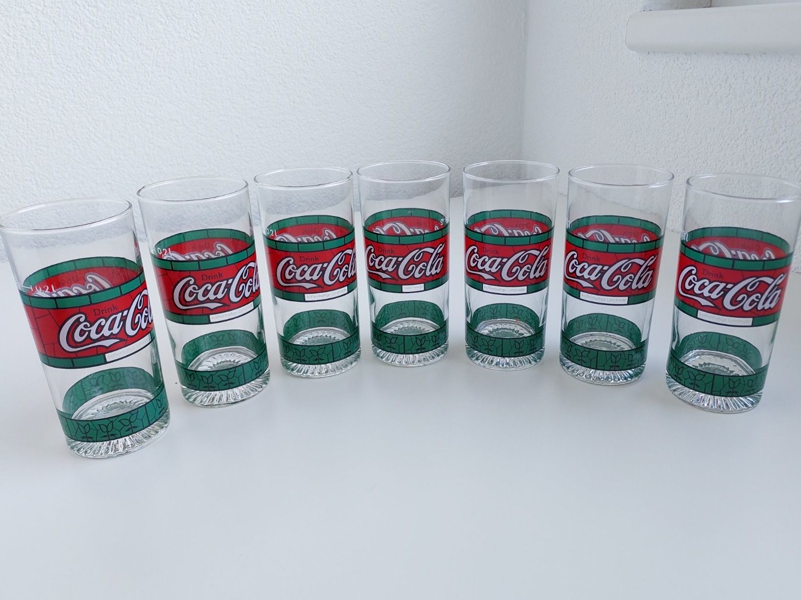 Coca-Cola Bicchieri: 7 Coca Cola Gläser, Tiffany 90er, 2dl. – Usato da Wil SG venduto da Donaldus 1