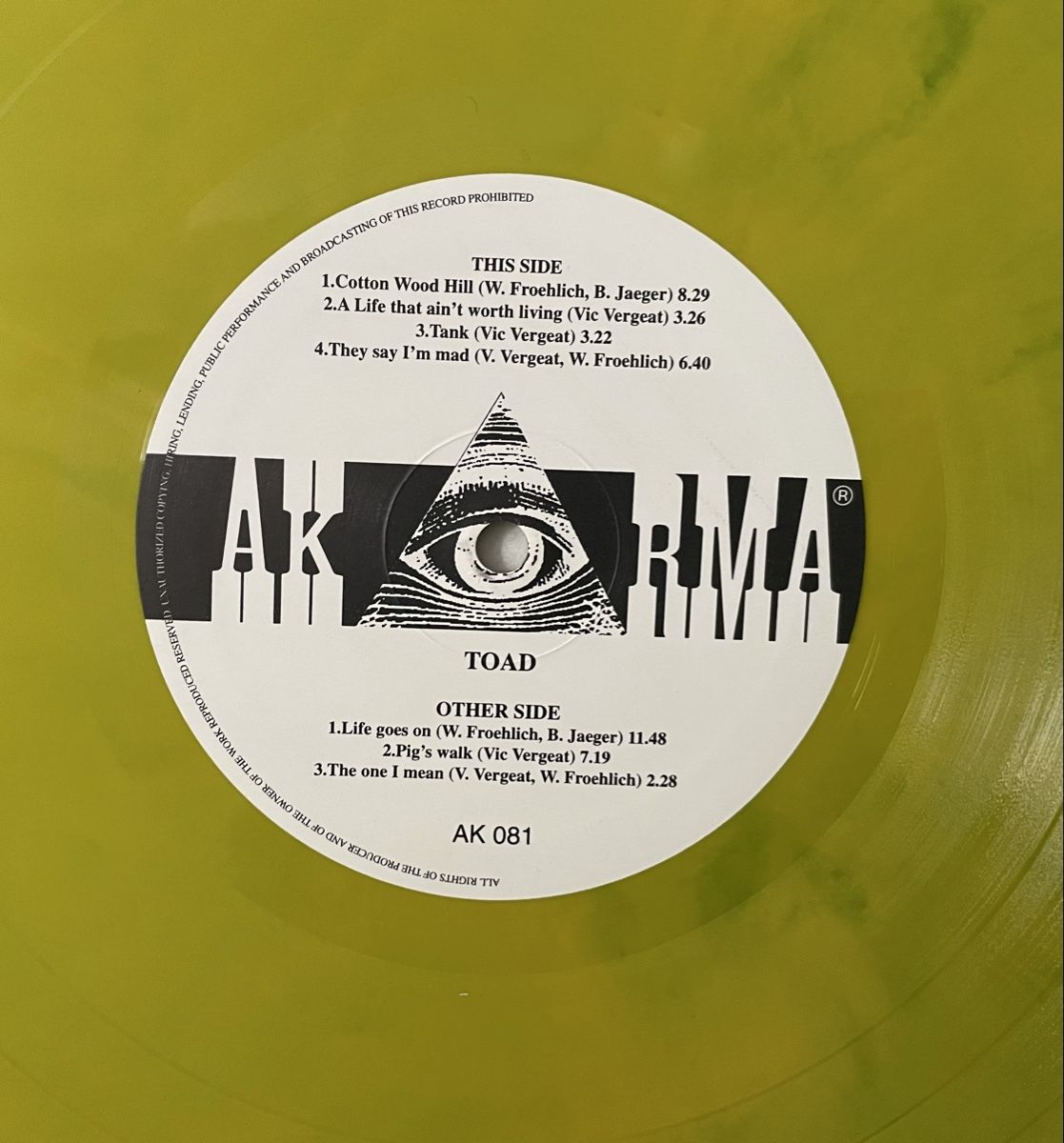 Schallplatten: TOAD - same - AKARMA Vinyl LP – Gebraucht aus Olten von Bluespapst 2
