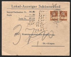 Schönenwerd Bedarfsbrief Lokal-Anzeiger 10.1.1928